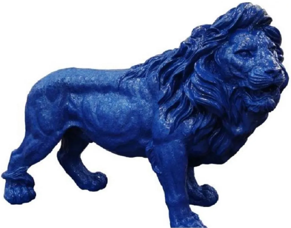 Must-Have Casa Padrino Luxus Deko Skulptur Löwe Blau 100 x H. 68 cm - Große Deko Figur - XXL Deko Skulptur - XXL Deko Figur - XXL Tierfigur - Wohnzimmer Deko - Garten Deko - Deko XXL Figuren