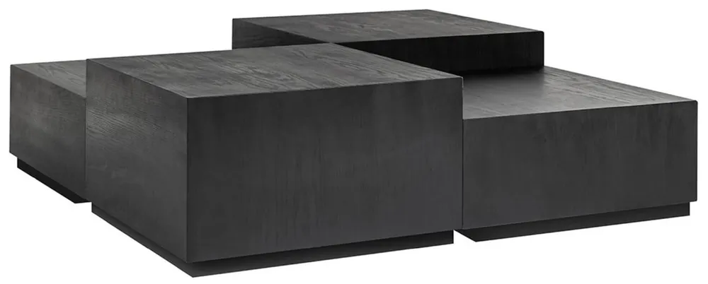 Casa Padrino Luxus Couchtisch 4er Set Anthrazit / Schwarz 130 x 130 x H. 40 cm - Quadratischer Massivholz Wohnzimmertisch - Wohnzimmer Möbel - Luxus Möbel - Luxus Einrichtung Sichere Zahlung