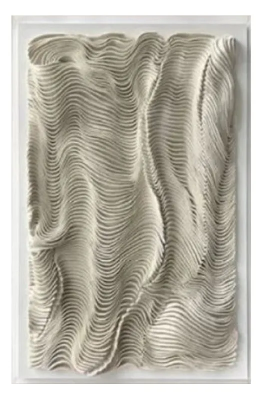 Casa Padrino Luxus Designer Ölgemälde Beige / Weiß 80 x H. 110 cm - Handgemaltes Gemälde mit Metallrahmen - Luxus Wand Deko - Designer Wand Deko - Deko Accessoires - Luxus Qualität Sofort Bestellen