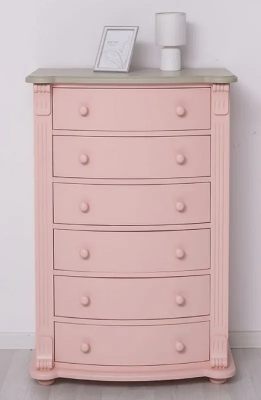 Heißes Angebot Casa Padrino Landhausstil Kommode Rosa / Grau 80 x 48 x H. 120 cm - Massivholz Schrank mit 6 Schubladen - Landhausstil Schlafzimmer Möbel - Möbel im Landhausstil - Landhausstil Einrichtung