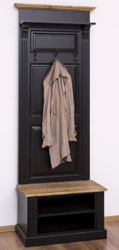 Geprüft Casa Padrino Landhausstil Massivholz Garderobenschrank Schwarz / Braun 79 x 41 x H. 210 cm - Wand Garderobe - Flur Schrank - Flurmöbel - Garderobenmöbel - Landhausstil Möbel