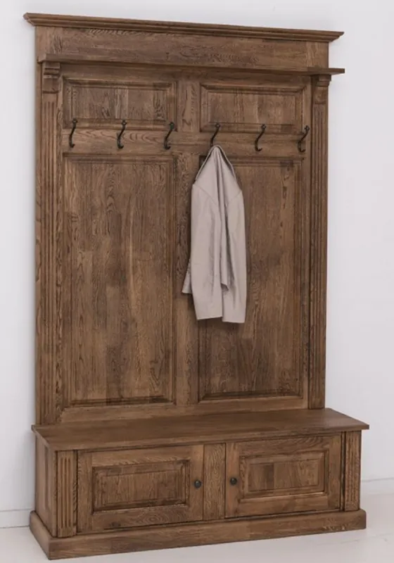 Versand Am Gleichen Tag Casa Padrino Landhausstil Massivholz Garderobenschrank Dunkelbraun 140 x 41 x H. 210 cm - Wand Garderobe - Flur Schrank - Flur Möbel - Garderoben Möbel - Landhausstil Möbel