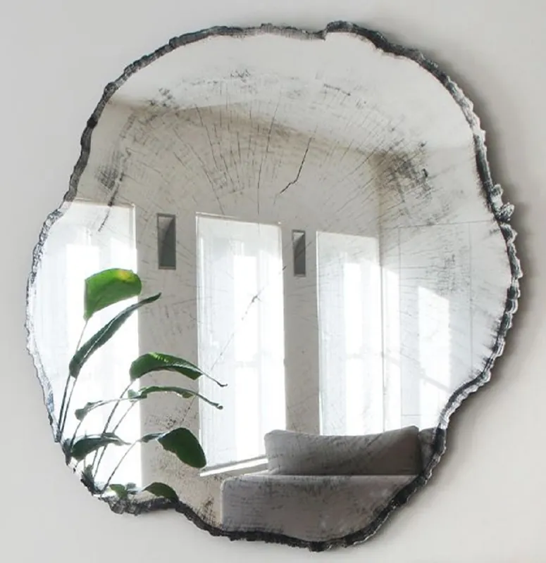 Neue Kollektion Casa Padrino Luxus Wandspiegel im Baumscheiben Design Weiß / Schwarz 101 x 2,5 x H. 98 cm - Wohnzimmer Spiegel - Schlafzimmer Spiegel - Garderoben Spiegel - Luxus Möbel - Luxus Interior