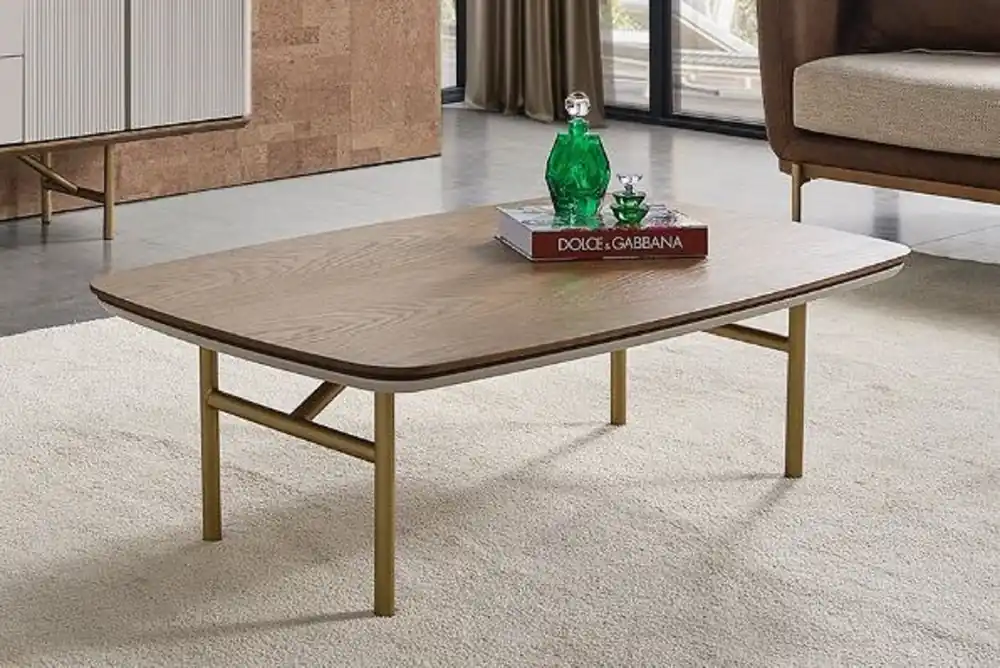 Casa Padrino Luxus Couchtisch Braun / Hellgrau / Messing 120 x 68 x H. 35 cm - Rechteckiger Massivholz Wohnzimmertisch - Wohnzimmer Möbel - Luxus Möbel - Luxus Einrichtung Online Kaufen