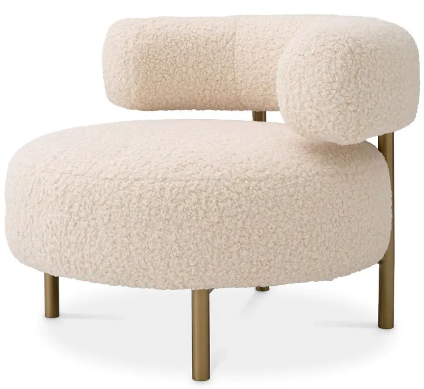 Preis Gesenkt Casa Padrino Luxus Sessel Creme / Messing 85 x 80 x H. 65 cm - Wohnzimmer Sessel - Hotel Sessel - Wohnzimmer Möbel - Luxus Möbel - Wohnzimmer Einrichtung - Luxus Einrichtung - Möbel Luxus