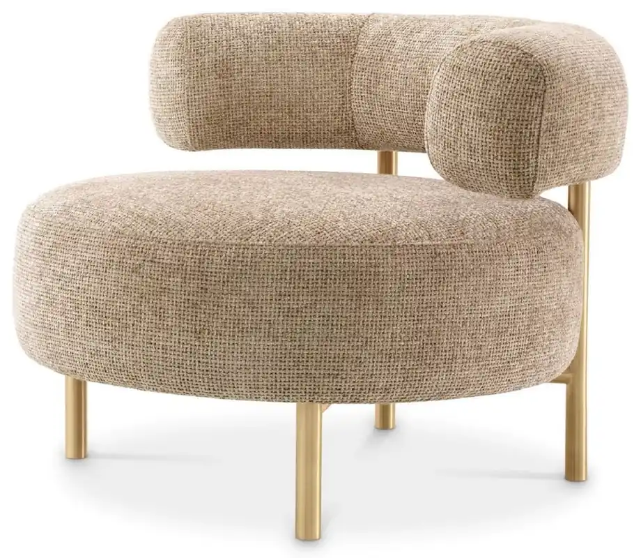 Günstig Casa Padrino Luxus Sessel Sandfarben / Messing 85 x 80 x H. 65 cm - Wohnzimmer Sessel - Hotel Sessel - Wohnzimmer Möbel - Luxus Möbel - Wohnzimmer Einrichtung - Luxus Einrichtung - Möbel Luxus