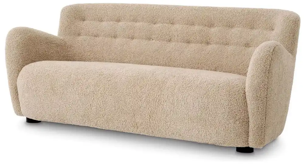 Casa Padrino Luxus Sofa Sandfarben / Schwarz 188 x 87 x H. 80 cm - Wohnzimmer Sofa - Hotel Sofa - Wohnzimmer Möbel - Wohnzimmer Einrichtung - Hotel Möbel - Luxus Möbel - Luxus Einrichtung Sale