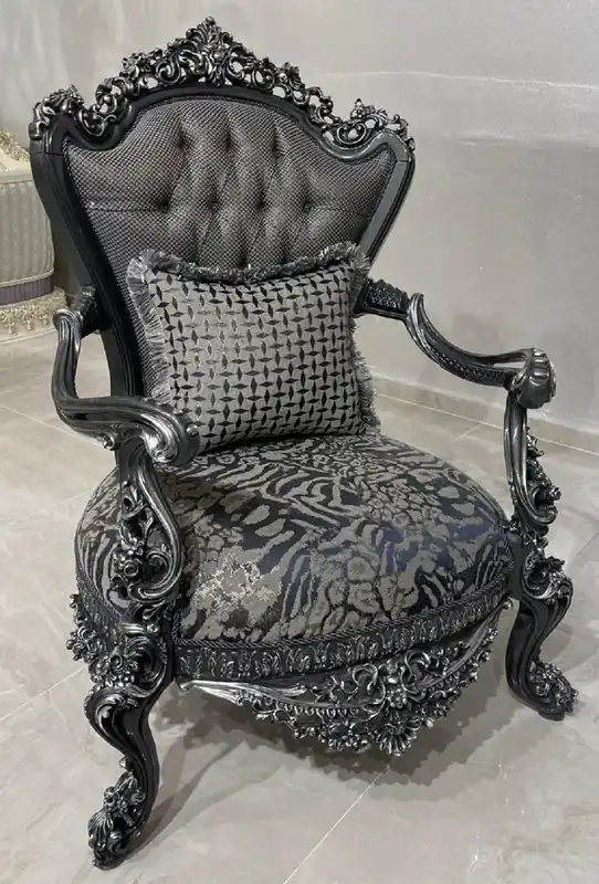 Beliebt Casa Padrino Luxus Barock Sessel Grau / Silber - Prunkvoller Wohnzimmer Sessel - Barockstil Wohnzimmer Möbel - Luxus Möbel im Barockstil - Barock Einrichtung - Edel & Prunkvoll