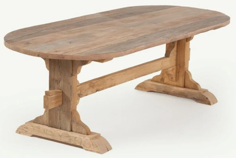 Casa Padrino Landhausstil Esstisch Naturfarben - Verschiedene Größen - Ovaler Rustikaler Massivholz Küchentisch - Rustikale Massivholz Esszimmer Möbel - Landhausstil Esszimmer Möbel Wochenendangebot