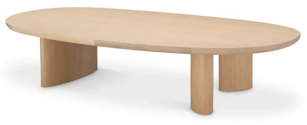Casa Padrino Luxus Couchtisch Naturfarben 168,5 x 86,5 x H. 35,5 cm - Ovaler Massivholz Wohnzimmertisch - Wohnzimmer Möbel - Luxus Möbel - Luxus Einrichtung Saisonangebot