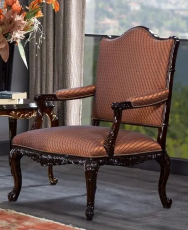 Super-Preis Casa Padrino Luxus Barock Sessel Orange / Dunkelbraun - Prunkvoller Wohnzimmer Sessel - Barockstil Wohnzimmer Möbel - Luxus Möbel im Barockstil - Barock Einrichtung - Edel & Prunkvoll