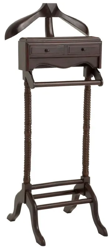 Casa Padrino Luxus Mahagoni Dressboy mit 2 Schubladen Dunkelbraun 51 x 46,5 x H. 123 cm - Kleiderständer - Garderobenständer - Stummer Diener - Schlafzimmer Accessoires - Hotel Accessoires Neu Im Sortiment
