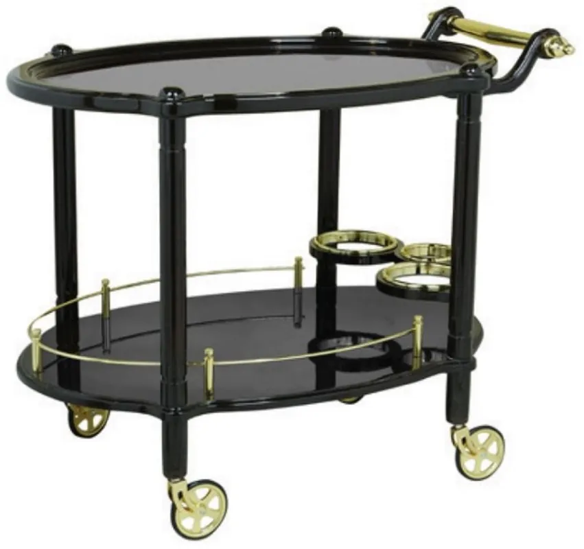 Casa Padrino Luxus Servierwagen Schwarz / Gold 88 x 60 x H. 87 cm - Hotel Restaurant Gastronomie Trolley - Luxus Hotel Restaurant Gastronomie Accessoires - Luxus Möbel Letzte Chance