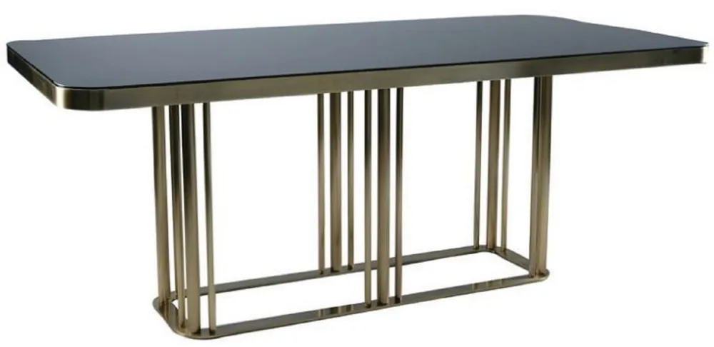 Heißes Angebot Casa Padrino Luxus Esstisch Antik Gold / Schwarz 200 x 100 x H. 76 cm - Rechteckiger Küchentisch mit Glasplatte - Esszimmer Möbel - Küchen Möbel - Luxus Möbel - Luxus Einrichtung