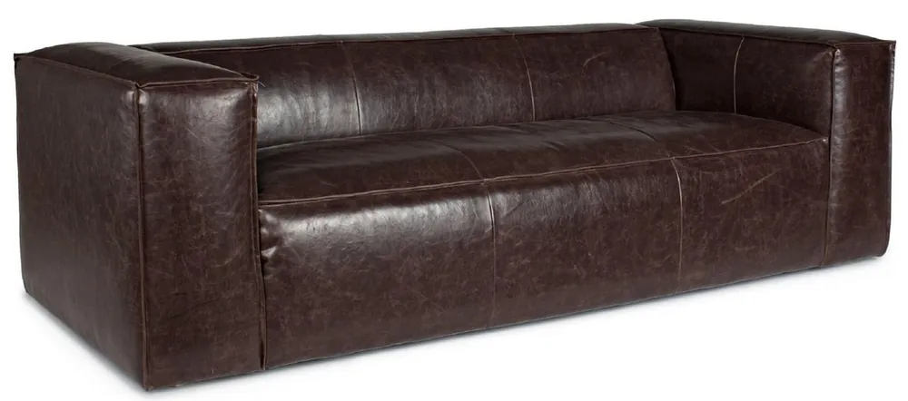 Casa Padrino Luxus Kunstleder Sofa Dunkelbraun 224 x 99 x H. 67,5 cm - Wohnzimmer Sofa - Wohnzimmer Möbel - Kunstleder Möbel - Luxus Möbel - Luxus Einrichtung Angebot
