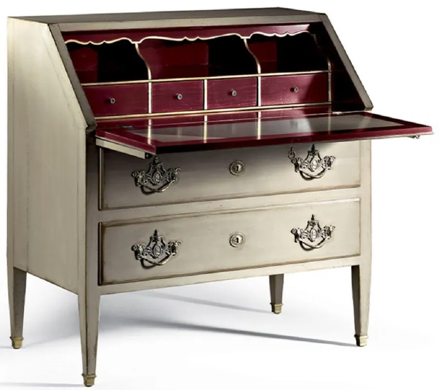 Casa Padrino Luxus Barock Sekretär Antik Beige / Gold / Bordeauxrot - Handgefertigter Schreibtisch im Barockstil - Barock Büro Möbel - Luxus Möbel im Barockstil - Luxus Qualität - Made in Italy Preisreduziert