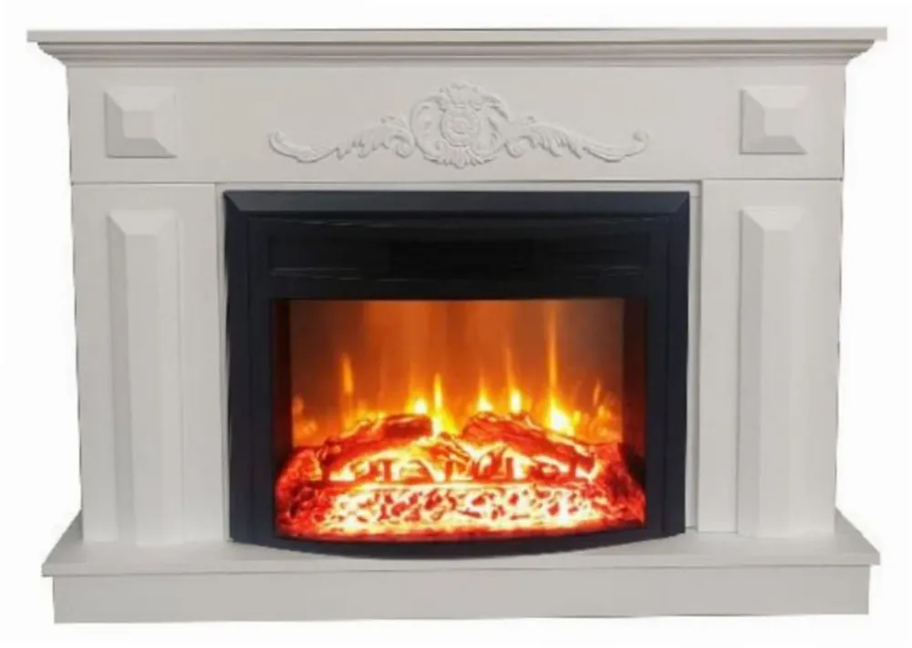 Echt Casa Padrino Barock Elektrokamin Weiß / Schwarz 125 x 35 x H. 88 cm - Wohnzimmer Deko Kamin mit Fernbedienung - Wohnzimmer Möbel im Barockstil - Barock Möbel - Barock Elektro Kamine