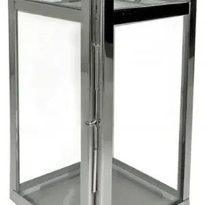 Casa Padrino Deko Kerzenleuchter Silber 18,5 x 18,5 x H. 38 cm - Metall Laterne mit Tragegriff - Gastronomie Accessoires - Restaurant Accessoires - Hotel Accessoires - Deko Accessoires Meistverkauft