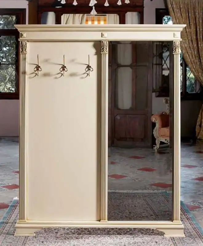 Preiswert Casa Padrino Luxus Barock Garderobe mit Spiegel Creme / Gold - Massivholz Garderobe im Barockstil - Luxus Garderoben Möbel im Barockstil - Barock Möbel - Luxus Qualität - Made in Italy