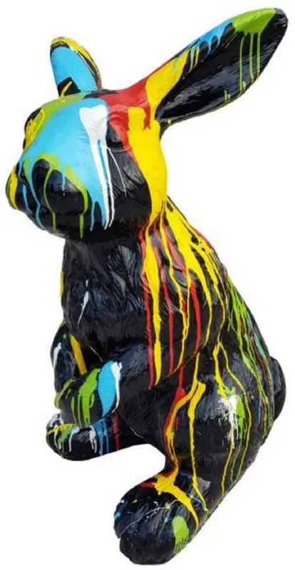 Casa Padrino Luxus Deko Skulptur Hase Schwarz / Mehrfarbig H. 120 cm - Große Deko Figur - XXL Deko Skulptur - XXL Deko Figur - XXL Tierfigur - Wohnzimmer Deko - Garten Deko - Luxus Deko XXL Figuren Garantierte Lieferung