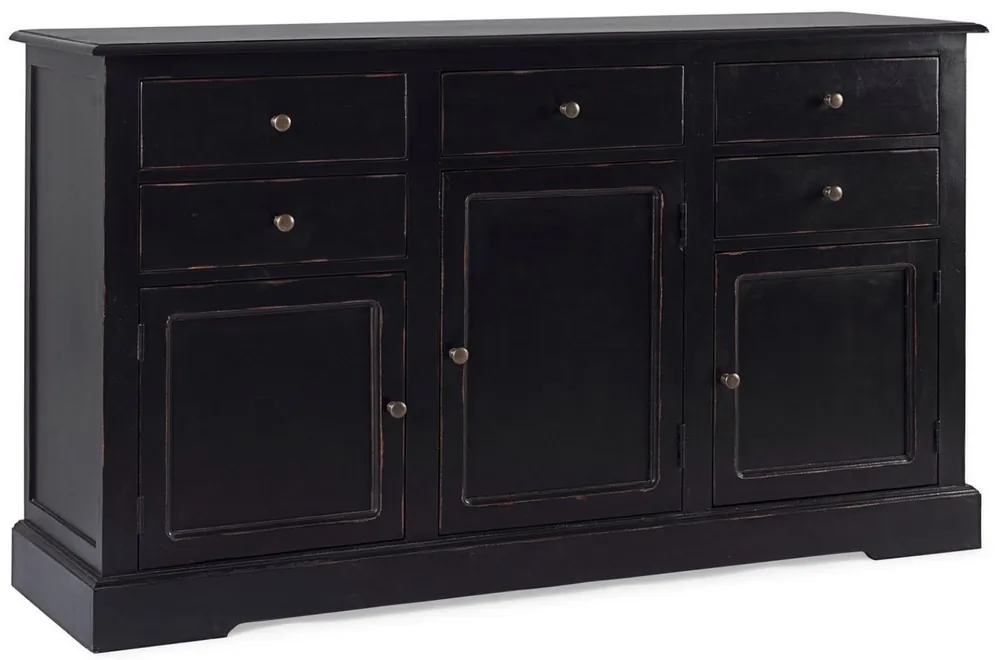 Online Kaufen Casa Padrino Landhausstil Sideboard Antik Schwarz 145 x 40 x H. 85 cm - Landhausstil Schrank mit 3 Türen und 5 Schubladen - Landhausstil Möbel - Landhausstil Einrichtung