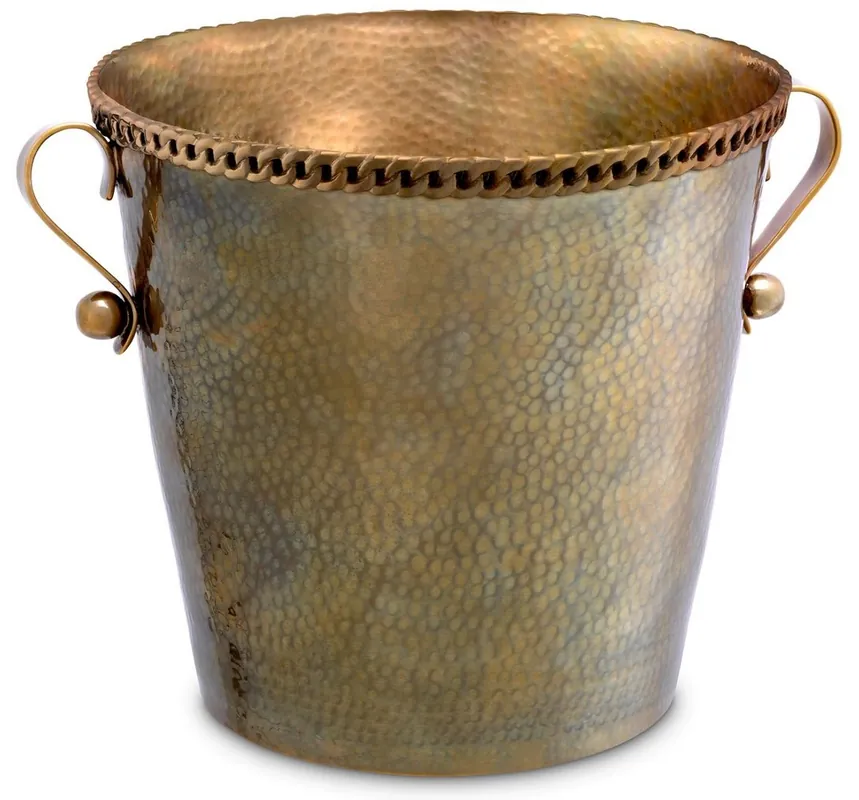 Casa Padrino Luxus Weinkühler mit 2 Tragegriffen Vintage Messing Ø 25,5 x H. 23,5 cm - Champagnerkühler - Sektkühler - Gastronomie Accessoires - Restaurant Accessoires - Hotel Accessoires Angebot