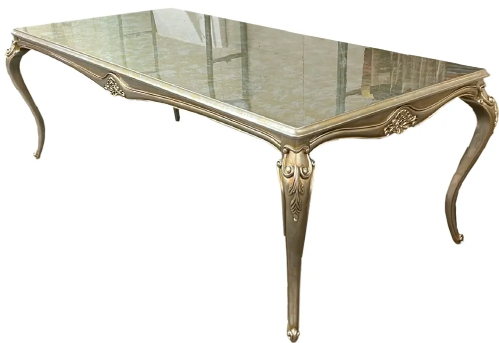 Jetzt Bestellen Casa Padrino Luxus Barock Esstisch Silber / Gold - Handgefertigter Massivholz Esszimmertisch - Luxus Esszimmer Möbel im Barockstil - Barock Möbel - Barock Einrichtung