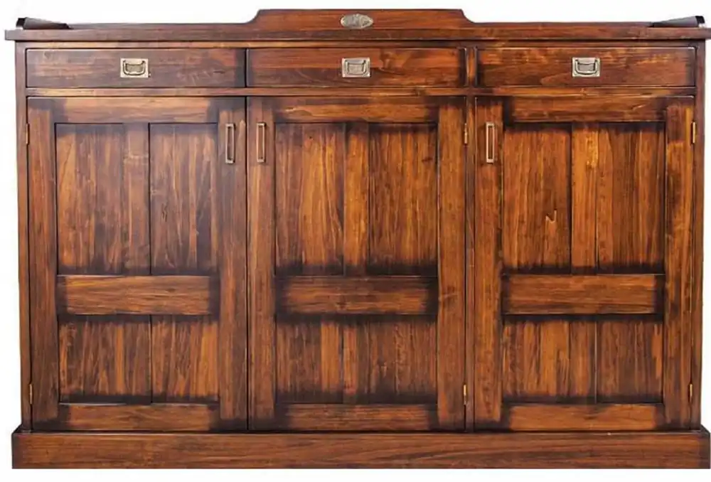 Casa Padrino Luxus Vintage Stil Sideboard mit 3 Türen und 3 Schubladen Braun 177,5 x 46 x H. 119,5 cm - Massivholz Schrank - Vintage Stil Möbel - Luxus Möbel - Massivholz Möbel Sale