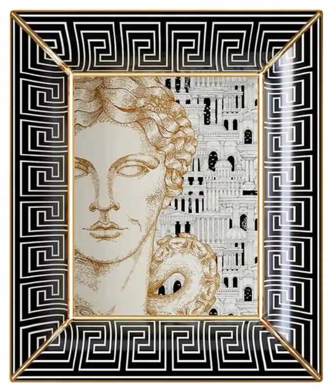 Casa Padrino Luxus Deko Schale Dame Weiß / Schwarz / Gold 20,5 x 17,5 x H. 13,5 cm - Handbemalte Porzellan Schale - Luxus Qualität - Made in Italy Must-Have