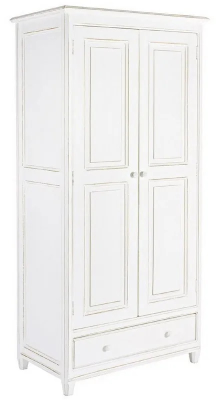 Solange Der Vorrat Reicht Casa Padrino Landhausstil Schlafzimmerschrank Antik Weiß 90 x 55 x H. 190 cm - Massivholz Kleiderschrank mit 2 Türen und Schublade - Massivholz Schlafzimmer Möbel im Landhausstil