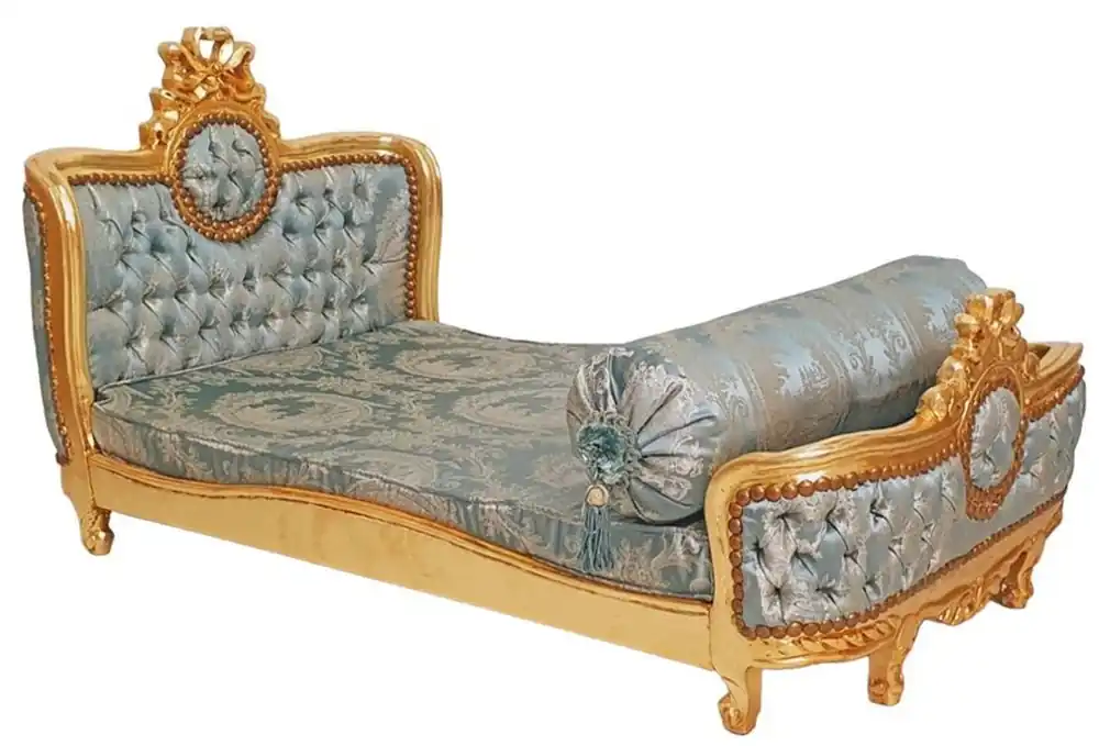 Casa Padrino Barock Hundebett Grün Muster / Antik Gold - Handgefertigtes Antik Stil Hundebett - Prunkvolle Hunde Möbel im Barockstil - Antik Stil Tiermöbel - Barock Tiermöbel Kracherpreis