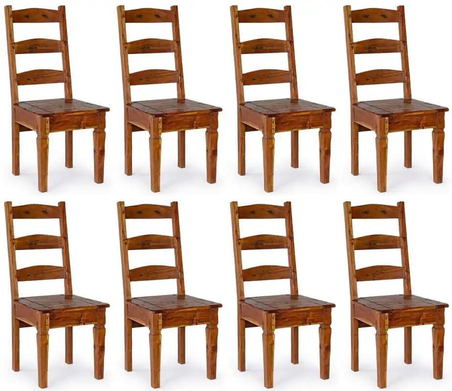 Jetzt Kaufen Casa Padrino Landhausstil Esszimmerstuhl 8er Set Braun / Naturfarben 45 x 45 x H. 105 cm - Rustikale Esszimmerstühle im Landhausstil - Rustikale Esszimmer Möbel - Landhausstil Esszimmer Möbel