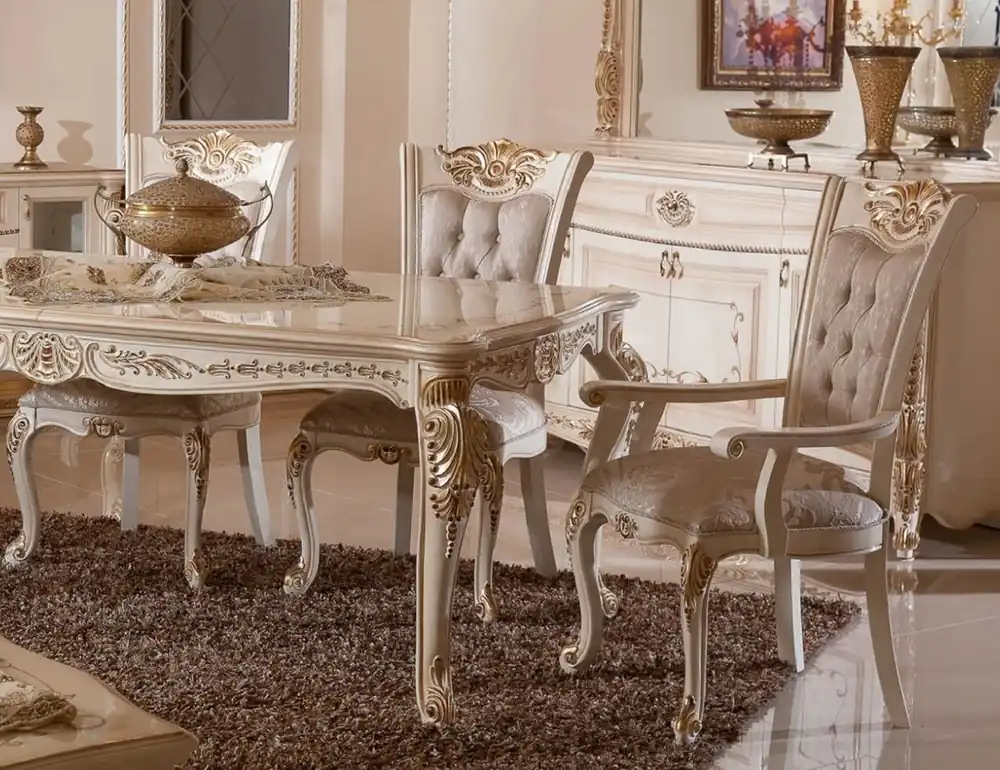 Billig Casa Padrino Luxus Barock Esszimmerstuhl 6er Set Grau / Weiß / Beige / Gold - Barockstil Küchenstühle mit Muster - Luxus Esszimmer Möbel im Barockstil - Barock Esszimmer Möbel
