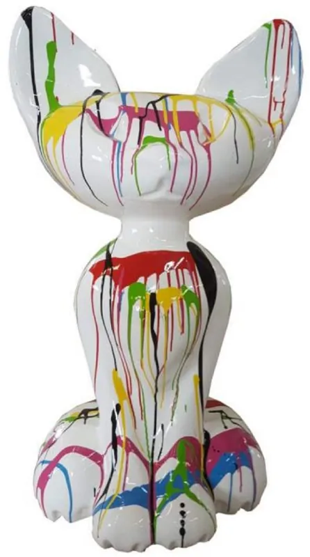 Preis Gesenkt Casa Padrino Luxus Deko Skulptur Katze Weiß / Bunt H. 130 cm - Große Deko Figur - XXL Deko Skulptur - XXL Deko Figur - XXL Tierfigur - Wohnzimmer Deko - Garten Deko - Luxus Deko XXL Figuren