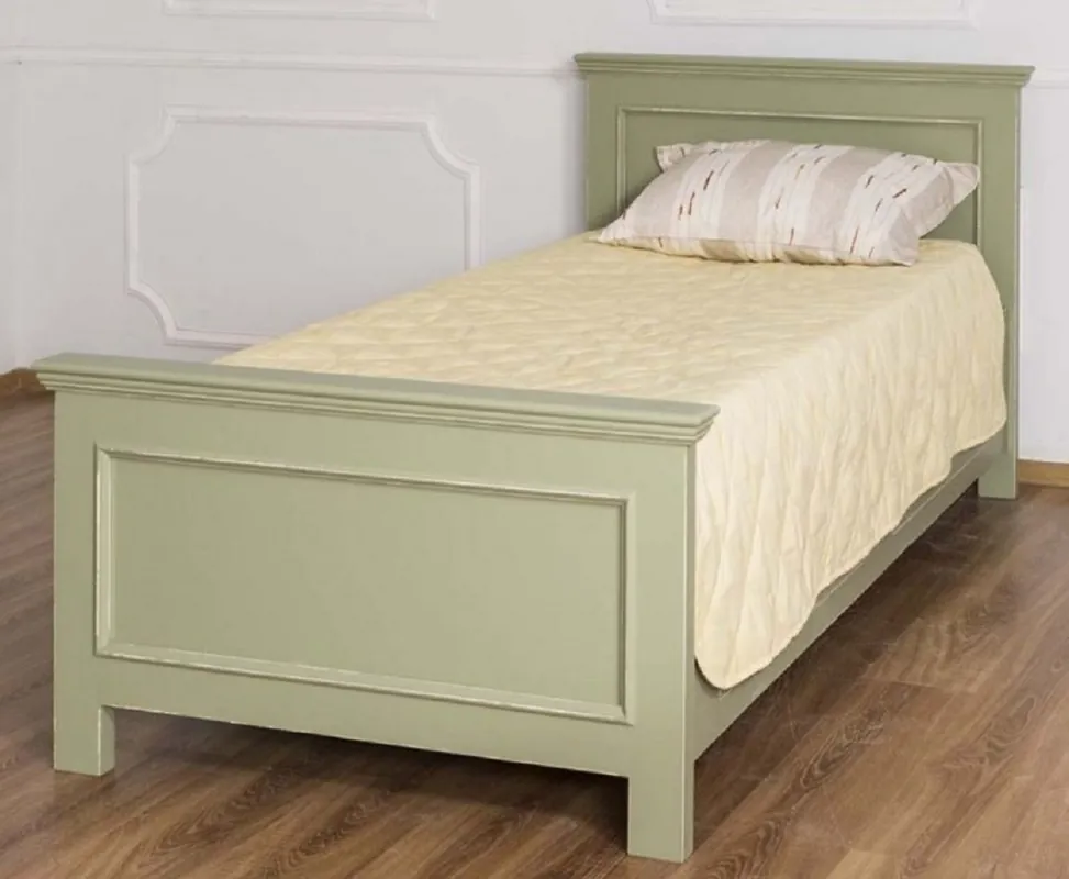 Casa Padrino Landhausstil Bett Grün 90 x 200 x H. 93 cm - Massivholz Einzelbett - Schlafzimmer Möbel im Landhausstil - Massivholz Schlafzimmer Möbel - Landhausstil Möbel Abverkauf