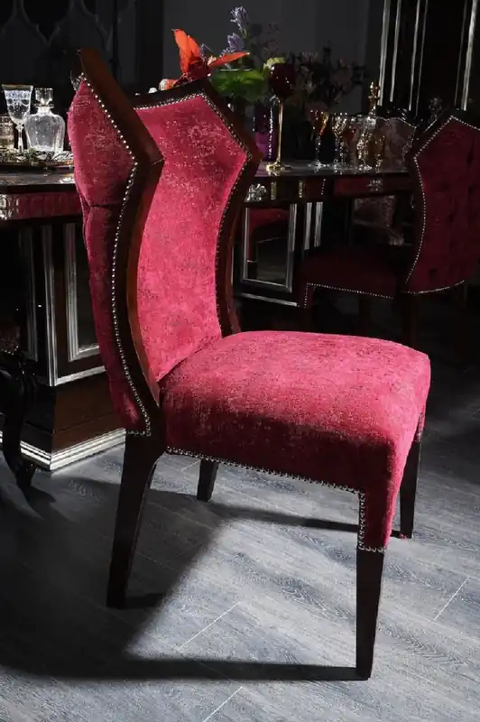 Kracherpreis Casa Padrino luxury baroque dining chair bordeaux red / dark brown / silver - Handcrafted solid wood kitchen chair - Magnificent dining room furniture in baroque style