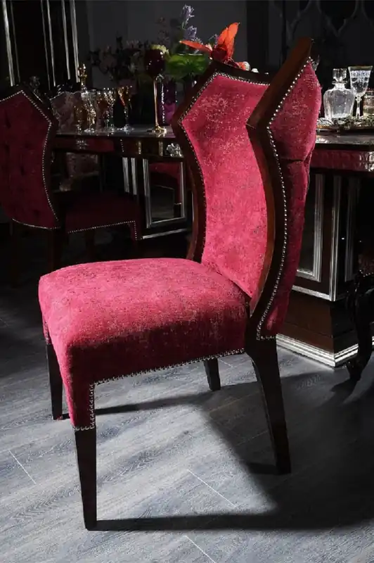 Begrenztes Angebot Casa Padrino luxury baroque dining chair set bordeaux red / dark brown / silver - 6 Kitchen Chairs in Baroque Style - Baroque dining room furniture