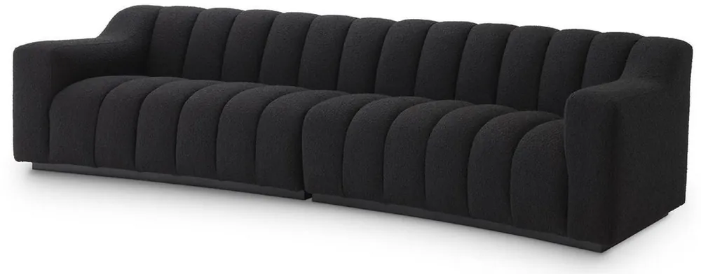 Highlight Casa Padrino Luxury Sofa Black 300 x 100 x H. 78.5 cm - Slightly Curved Living Room Sofa - Hotel Sofa - Luxury Quality