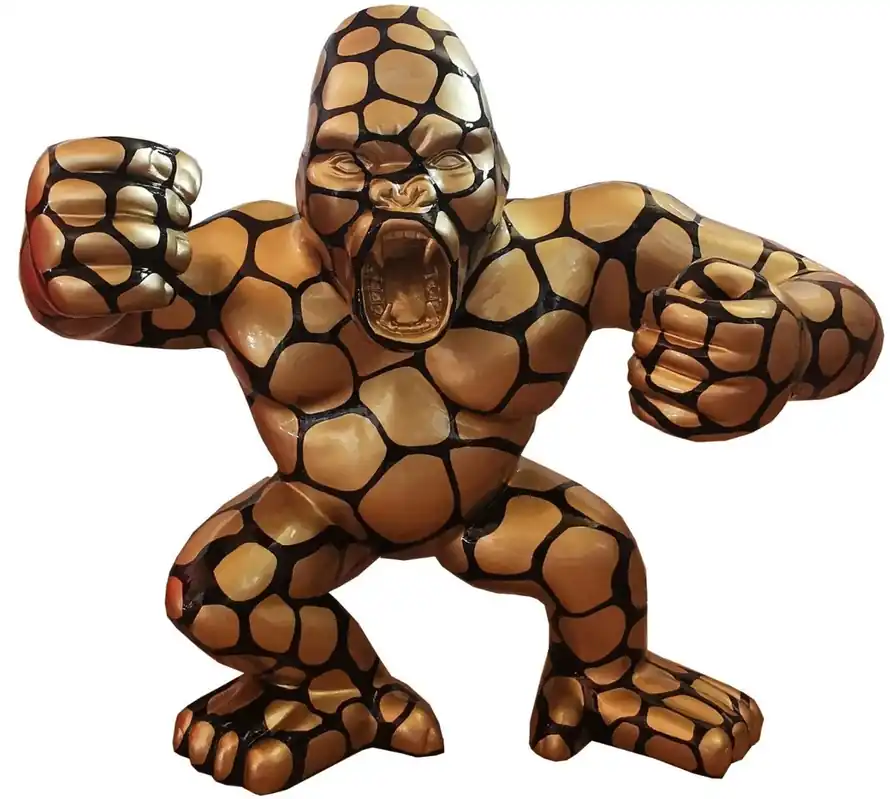 Casa Padrino designer decorative sculpture gorilla monkey gold / black 214 x 100 x H. 185 cm - Weatherproof decoration figure - Garden Terrace Decoration Neue Ware