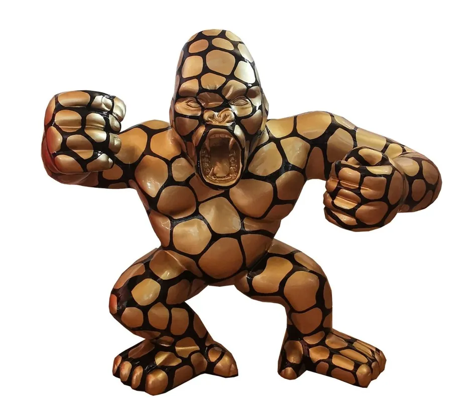 Preiswert Casa Padrino designer decorative sculpture gorilla monkey gold / black 80 x 40 x H. 70 cm - Weatherproof decoration figure - Garden Terrace Decoration