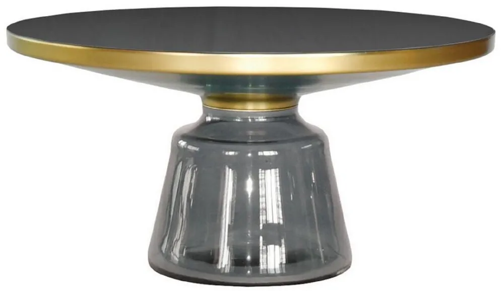 Casa Padrino luxury coffee table black / gray / gold Ø 75 x H. 37 cm - Round glass living room table - Modern living room furniture Preisreduziert