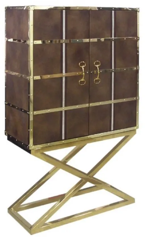 Rabatt Casa Padrino luxury bar cabinet brown / gold 108 x 48 x H. 180 cm - Noble wine cabinet with 2 doors - Luxury bar furniture