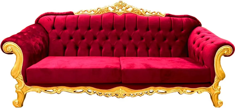 Must-Have Casa Padrino luxury baroque sofa bordeaux / gold 240 cm - sumptuous living room sofa - furniture in baroque style