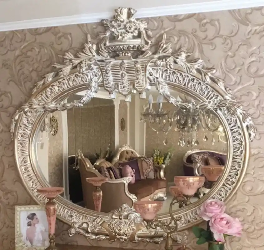 Direkt Vom Hersteller Casa Padrino luxury baroque mahogany mirror antique gold - Magnificent handcrafted wall mirror in baroque style - Antique style wardrobe mirror - Living room mirror
