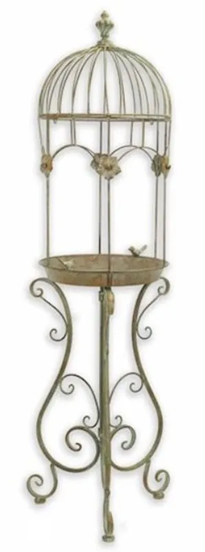 Casa Padrino Art Nouveau bird bath antique green 38.5 x 38.3 x H. 128 cm - Metal bird bath - Garden & patio decoration accessories Bestpreis