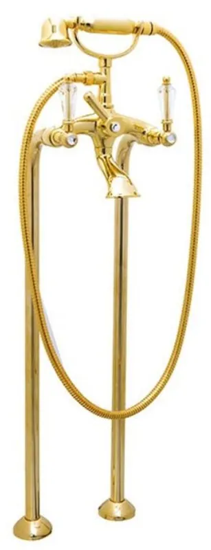 Casa Padrino luxury Art Nouveau bathtub fitting with Swarovski crystal glass gold - Freestanding bath mixer with feet and hand shower - Nostalgic bathroom accessories Bestseller