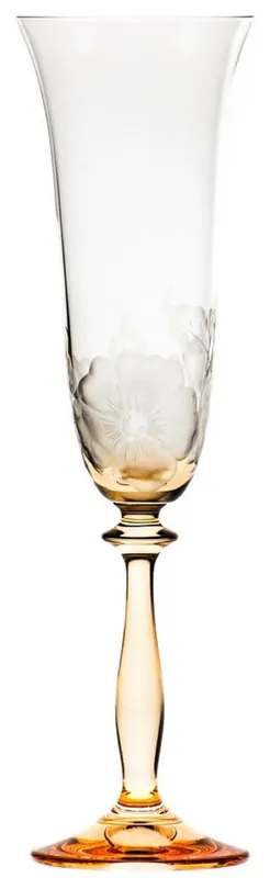Casa Padrino luxury baroque champagne glass set of 6 orange Ø 7 x H. 24.5 cm - Handmade and hand engraved champagne glasses with flower design - Hotel & Restaurant Accessories Sichere Zahlung