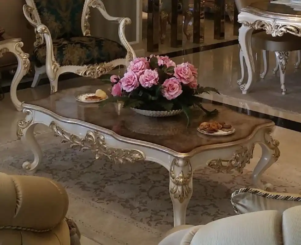 Neu Im Sortiment Casa Padrino luxury baroque coffee table brown / white / gold - Rectangular solid wood living room table in baroque style - Noble baroque living room furniture