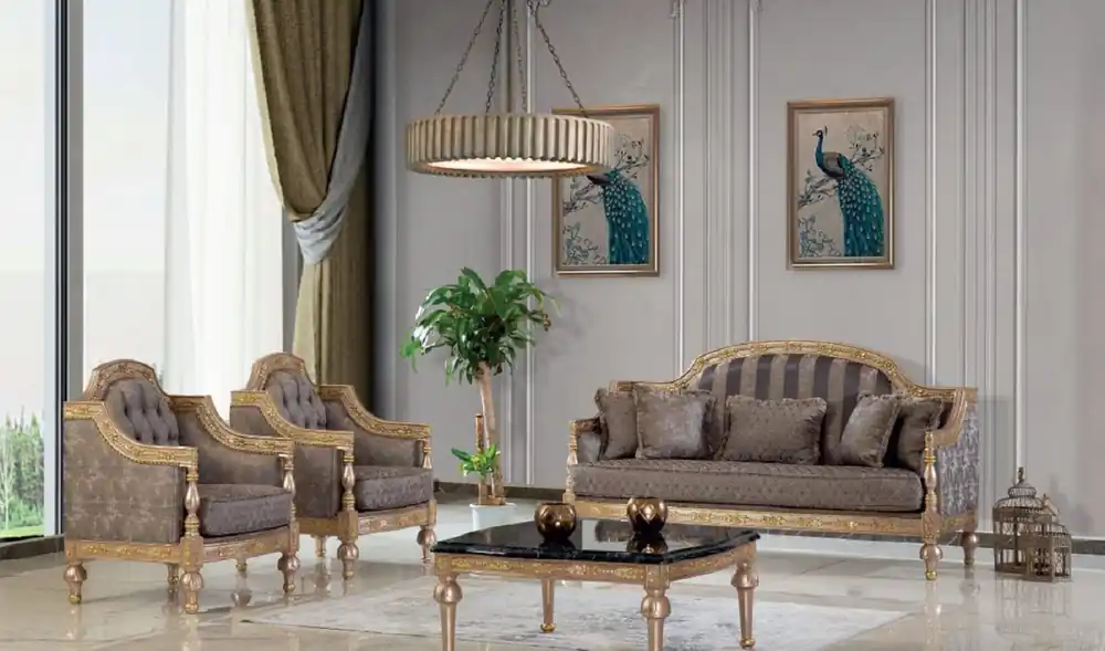 Ausverkauf Casa Padrino luxury baroque living room set gray / silver / gold - 2 Sofas & 2 Armchairs & 1 Coffee Table - Living room furniture in baroque style - Noble & Magnificent