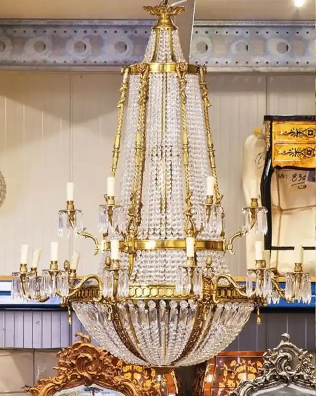 Finale Aktion Casa Padrino luxury baroque crystal chandelier gold Ø 90 x H. 140 cm - Magnificent chandelier in baroque style - Baroque crystal lights